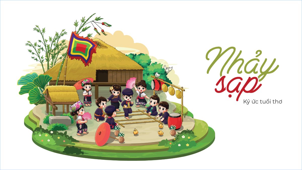 Nhảy sạp, trò chơi dân gian, truyền thống, Việt Nam, traditional, dễ thương, cute, chibi, hoạt hình, cartoon