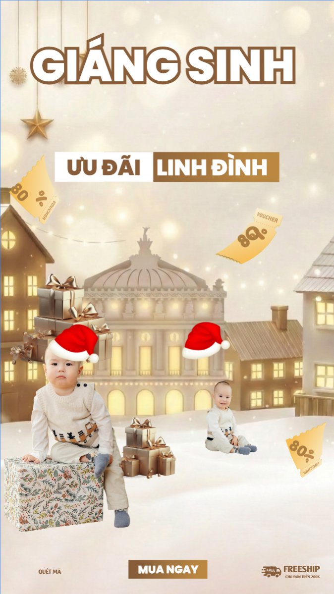Mẫu Bài post MXH (9:16) Giáng sinh lung linh ưu đãi linh đình — LayerPic