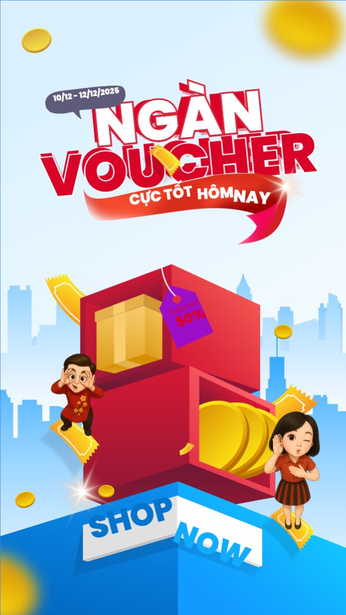 Mẫu Bài post MXH (9:16) Ngàn voucher cực tốt hôm nay — LayerPic