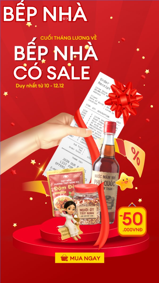 Mẫu Bài post MXH (9:16) Cuối tháng lương về bếp nhà có sale — LayerPic