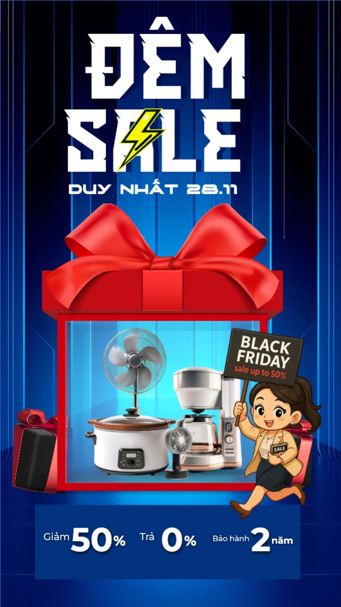 Mẫu Bài post MXH (9:16) Đêm sale duy nhất 28.11 — LayerPic