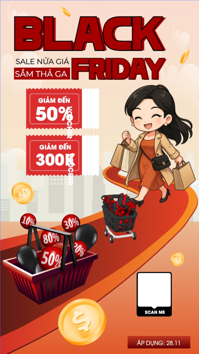 Mẫu Bài post MXH (9:16) Sale nửa giá sắm thả ga — LayerPic