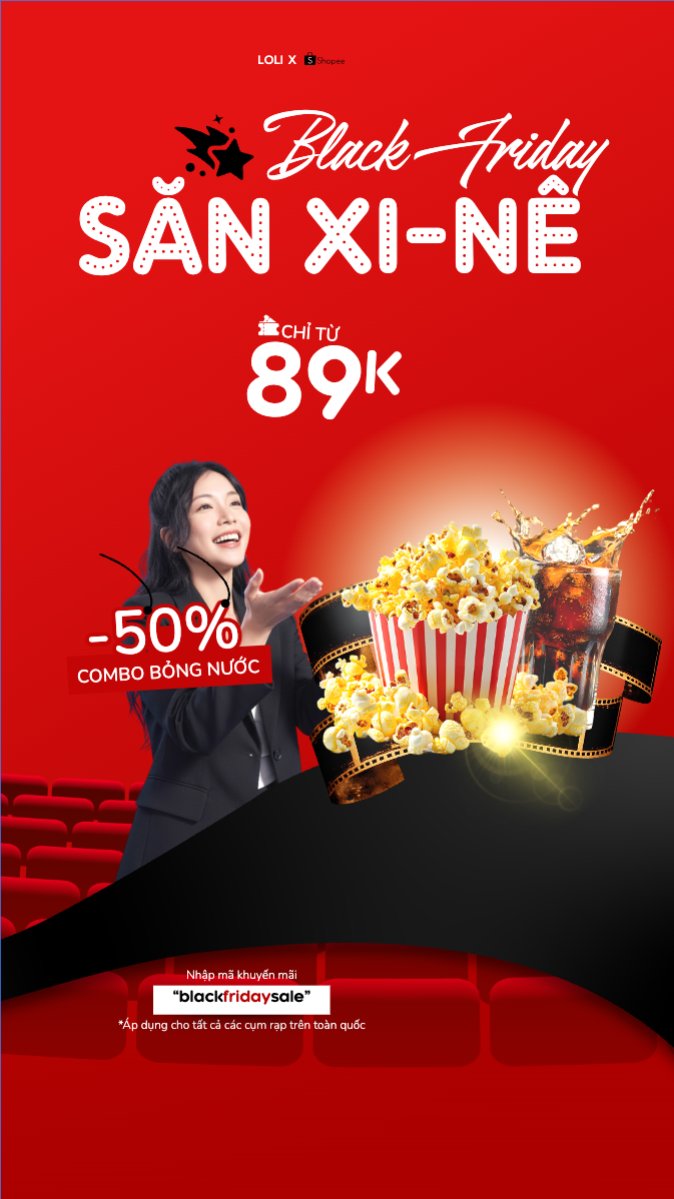 Mẫu Bài post MXH (9:16) Black Friday săn xi-nê — LayerPic
