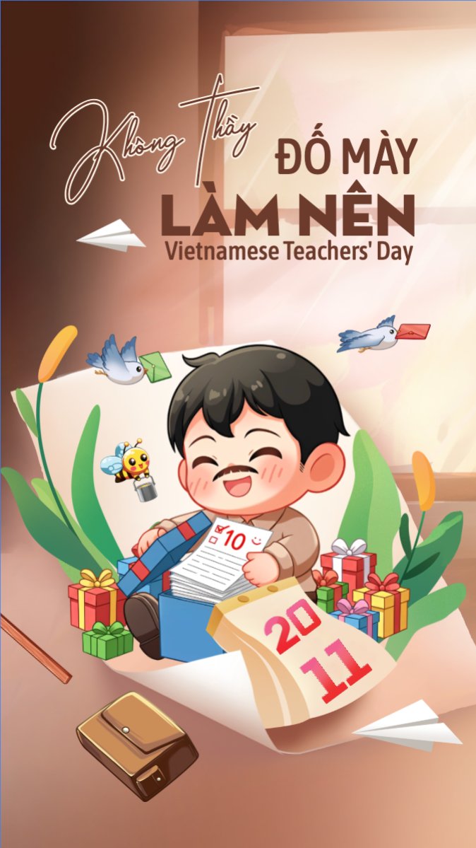 Mẫu Bài post MXH (9:16) Không thầy đố mày làm nên — LayerPic