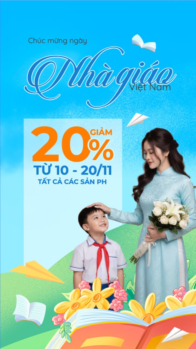 Mẫu Bài post MXH (9:16) Chúc mừng ngày Nhà Giáo 20/11 — LayerPic