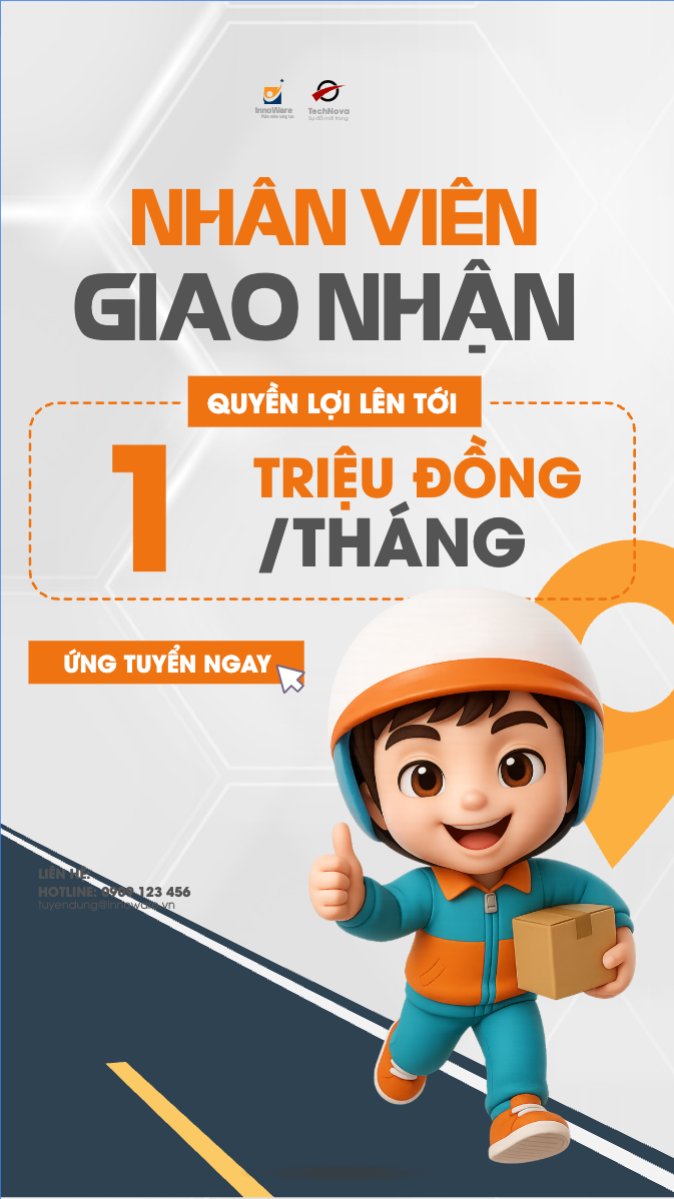 Giao hàng, shipper, tuyển dụng, văn phòng, office, dễ thương, cute, đơn giản, simple