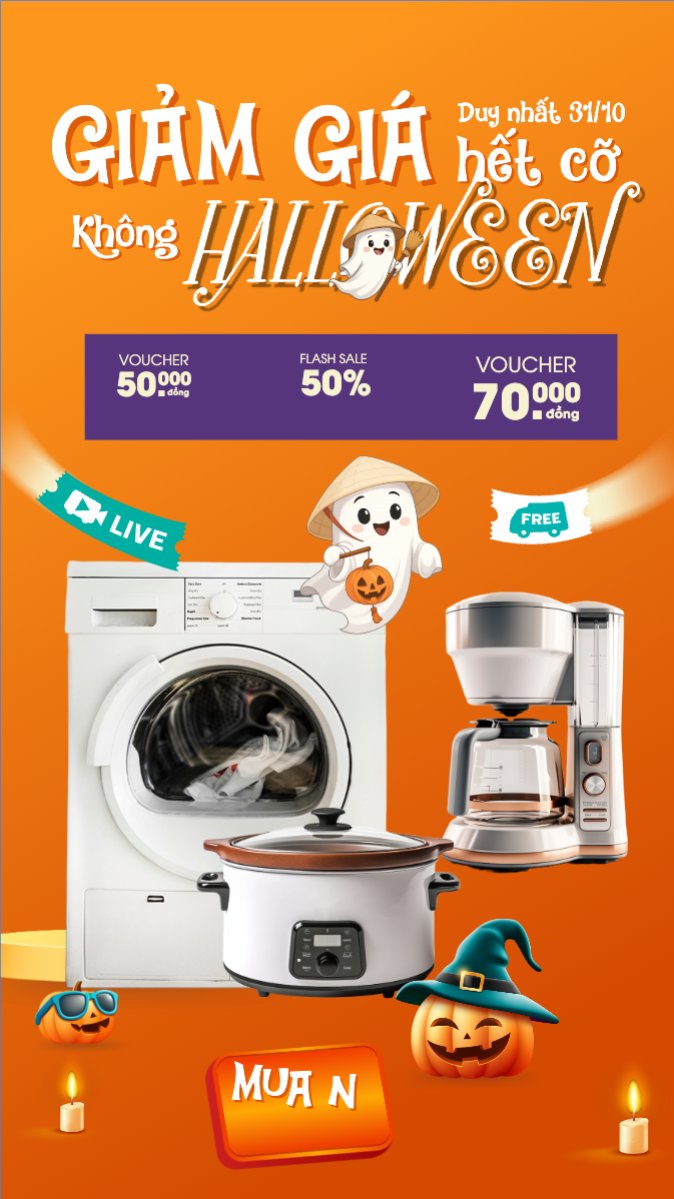 Mẫu Bài post MXH (9:16) Halloween, lễ hội ma quái, sự kiện, event, công nghệ, technology, điện tử, electronic, dễ thương, cute, chibi, hoạt hình, cartoon — LayerPic