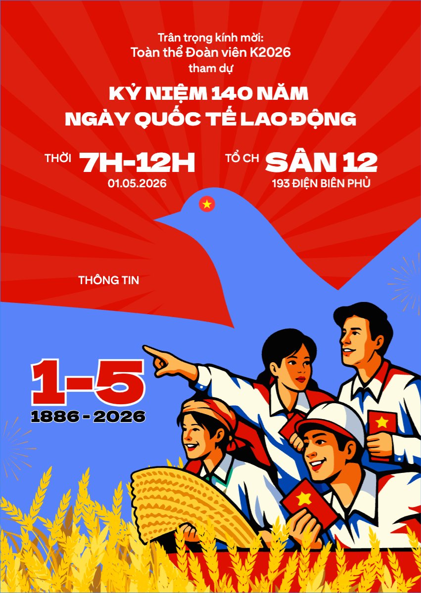 Mẫu Thư mời Kỷ niệm 140 năm ngày Quốc tế lao động 1/5 — LayerPic