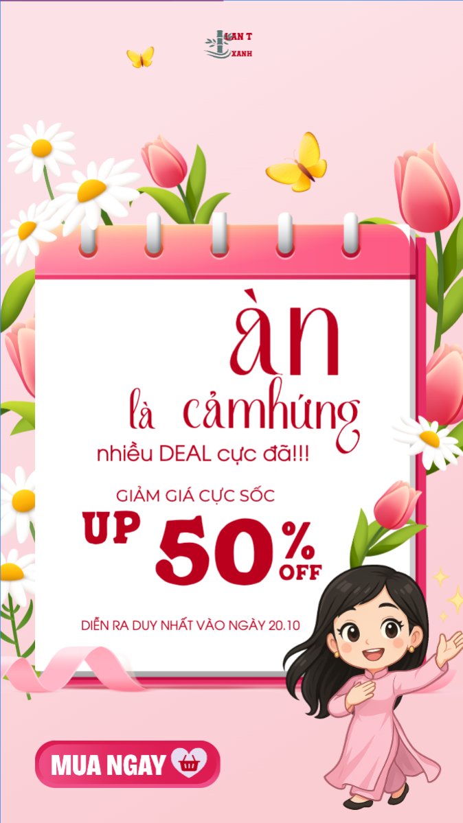 Mẫu Bài post MXH (9:16) 20/10, Ngày phụ nữ Việt Nam, Vietnamese Women's Day, phụ nữ, sự kiện, event, dễ thương, cute, chibi, hoạt hình, cartoon — LayerPic