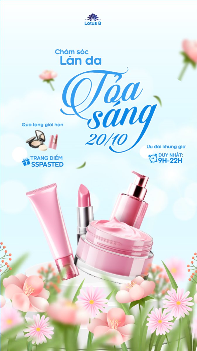 Mẫu Bài post MXH (9:16) 20/10, Ngày phụ nữ Việt Nam, Vietnamese Women's Day, phụ nữ, sự kiện, event, mỹ phẩm, làm đẹp, beauty, hiện đại, modern — LayerPic