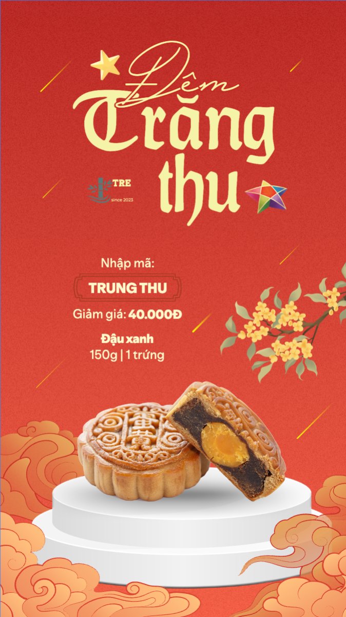 Mẫu Bài post MXH (9:16) Trung thu, Tết Đoàn Viên, mid-autumn festival, sự kiện, event, lễ hội, festival, ẩm thực, food, bánh trung thu, cute, dễ thương — LayerPic