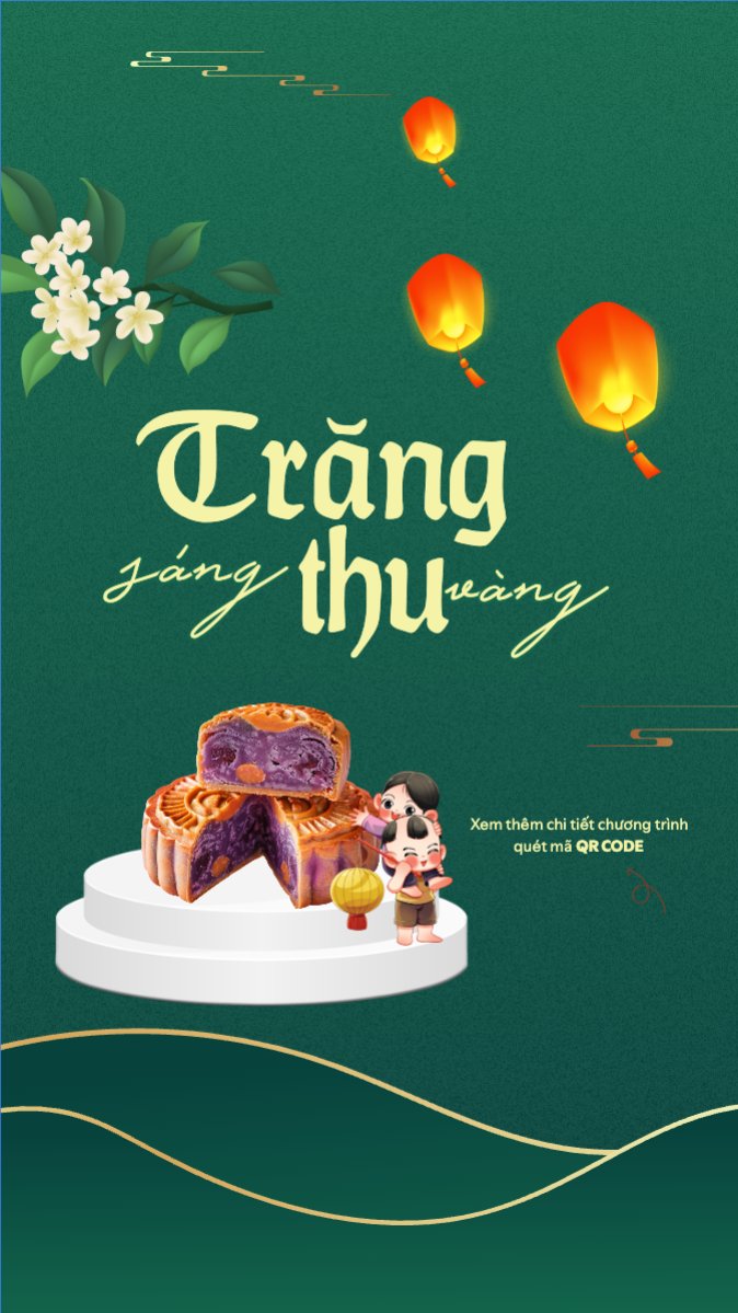 Mẫu Bài post MXH (9:16) Trung thu, Tết Đoàn Viên, mid-autumn festival, sự kiện, event, lễ hội, festival, ẩm thực, food, bánh trung thu, cute, dễ thương — LayerPic