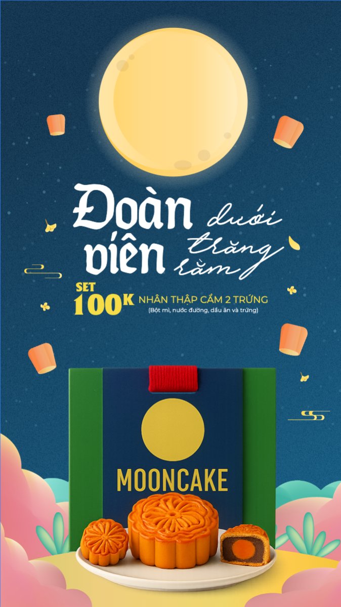 Mẫu Bài post MXH (9:16) Trung thu, Tết Đoàn Viên, mid-autumn festival, sự kiện, event, lễ hội, festival, ẩm thực, food, bánh trung thu, cute, dễ thương — LayerPic