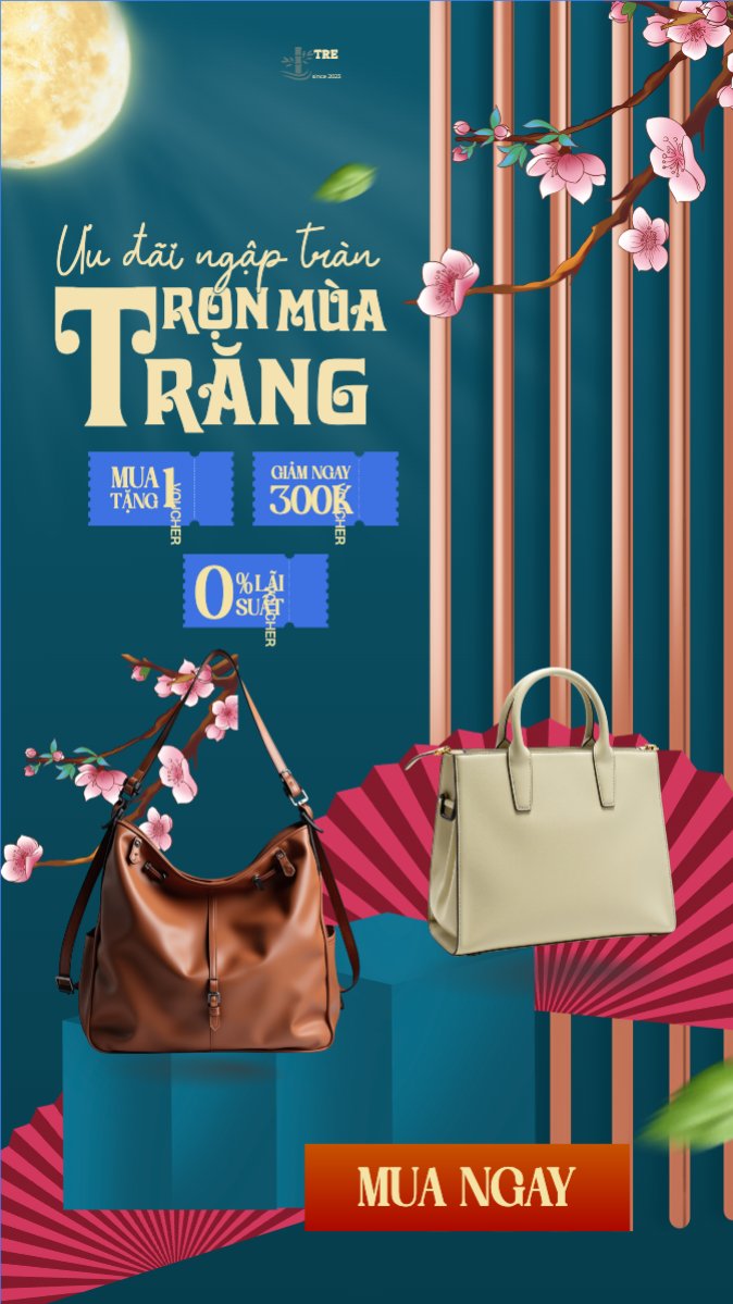 Mẫu Bài post MXH (9:16) Trung thu, Tết Đoàn Viên, mid-autumn festival, fashion, thời trang, túi, bag, hiện đại, modern, đơn giản — LayerPic