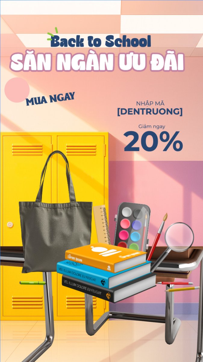 Mẫu Bài post MXH (9:16) Tựu trường, đến trường, nhập học, giáo dục, education, school, trường học,hiện đại, modern — LayerPic