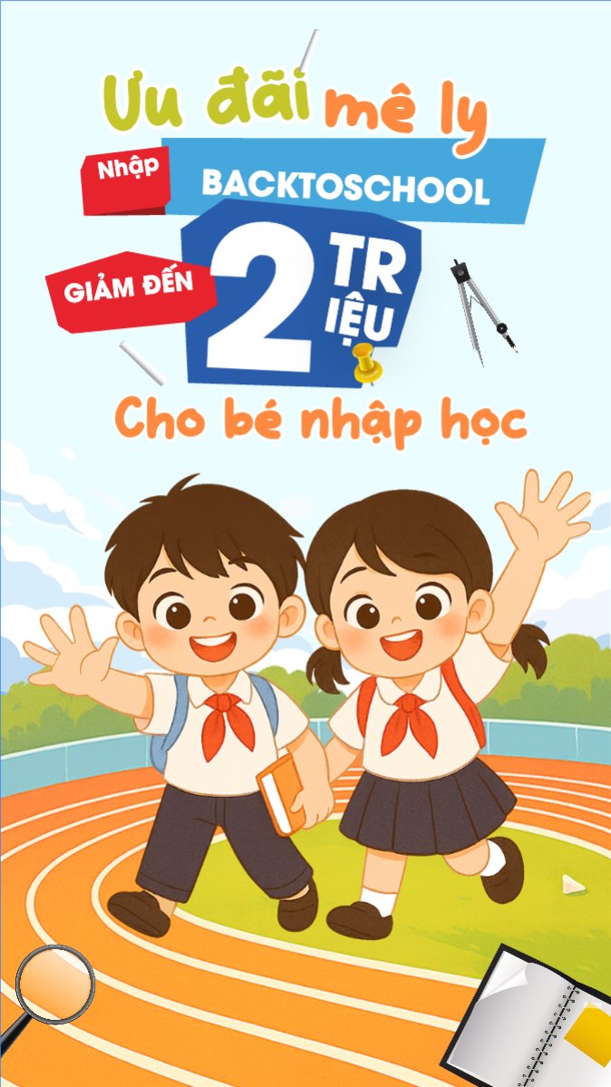 Mẫu Bài post MXH (9:16) Tựu trường, đến trường, nhập học, giáo dục, education, school, trường học, dễ thương, cute, chibi, hoạt hình, cartoon — LayerPic