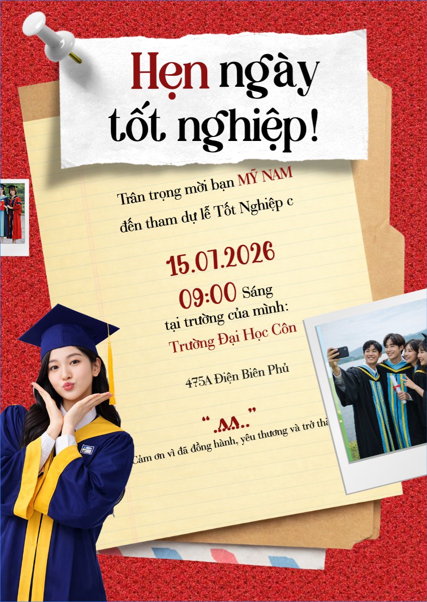 Mẫu Thư mời Hẹn ngày tốt nghiệp — LayerPic