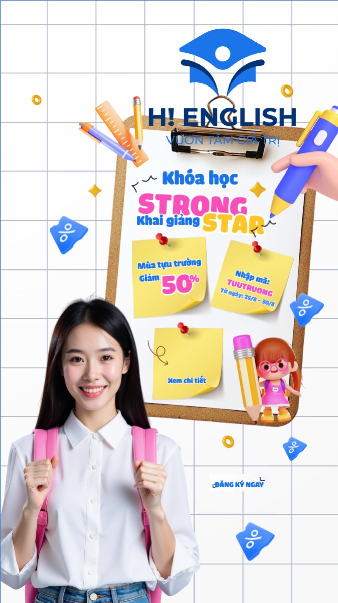 Mẫu Bài post MXH (9:16) Tựu trường, nhập học, văn phòng phẩm, giáo dục, education, school, trường học, hiện đại, modern — LayerPic