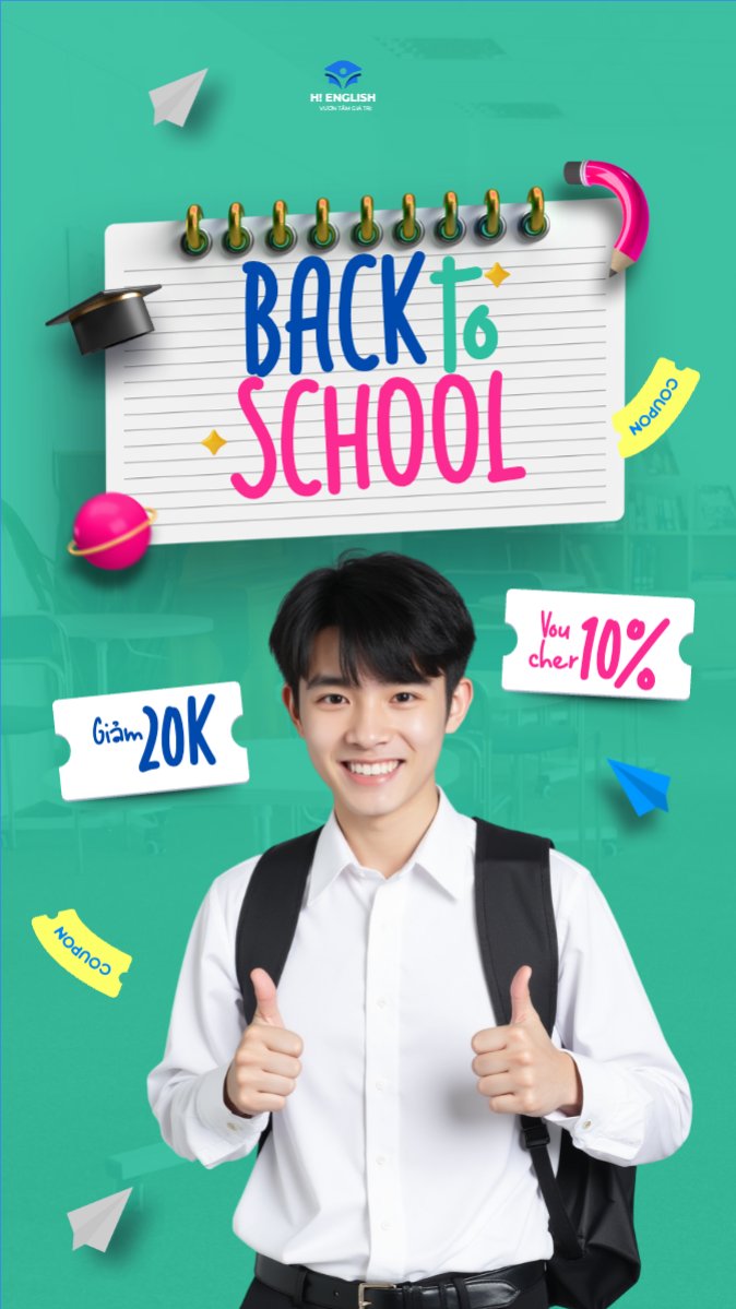 Mẫu Bài post MXH (9:16) Tựu trường, nhập học, văn phòng phẩm, giáo dục, education, school, trường học, hiện đại, modern — LayerPic
