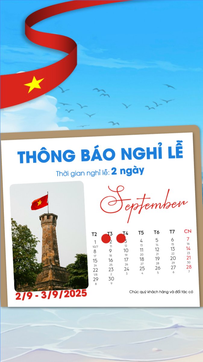 Mẫu Bài post MXH (9:16) 2/9, Quốc Khánh, lễ hội, thông báo, lịch nghỉ, Việt Nam, sự kiện, event, hiện đại, modern — LayerPic