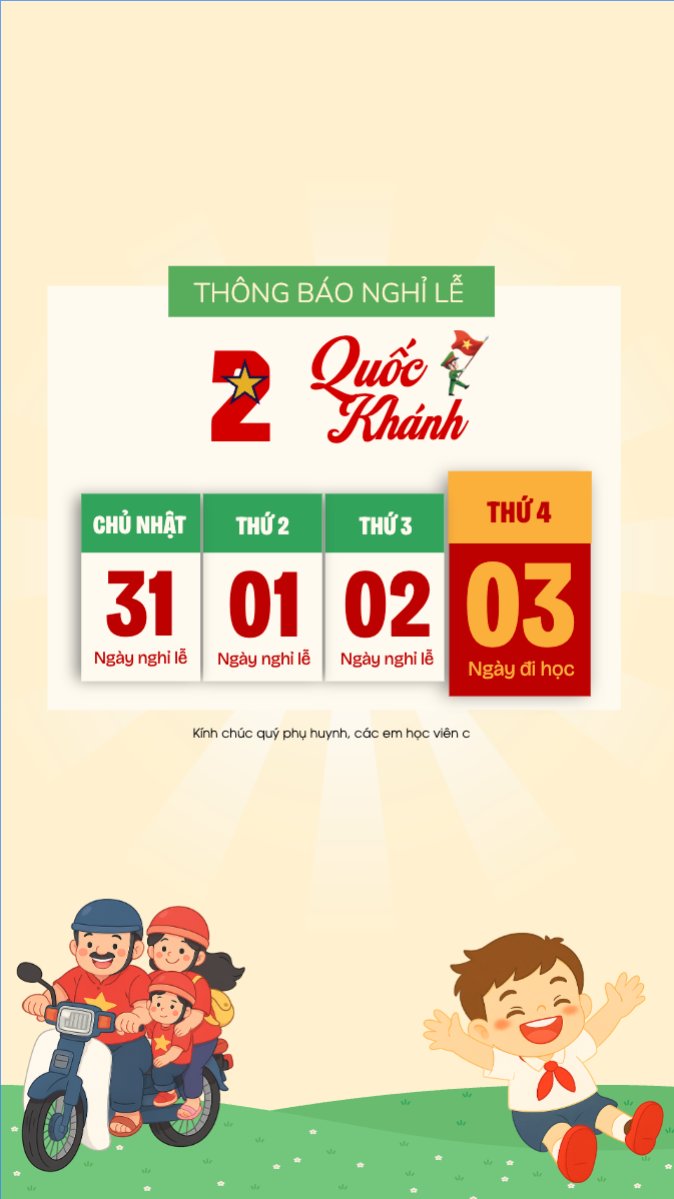 Mẫu Bài post MXH (9:16) 2/9, Quốc Khánh, lễ hội, thông báo, lịch nghỉ, Việt Nam, sự kiện, dễ thương, cute, chibi, hoạt hình, cartoon — LayerPic