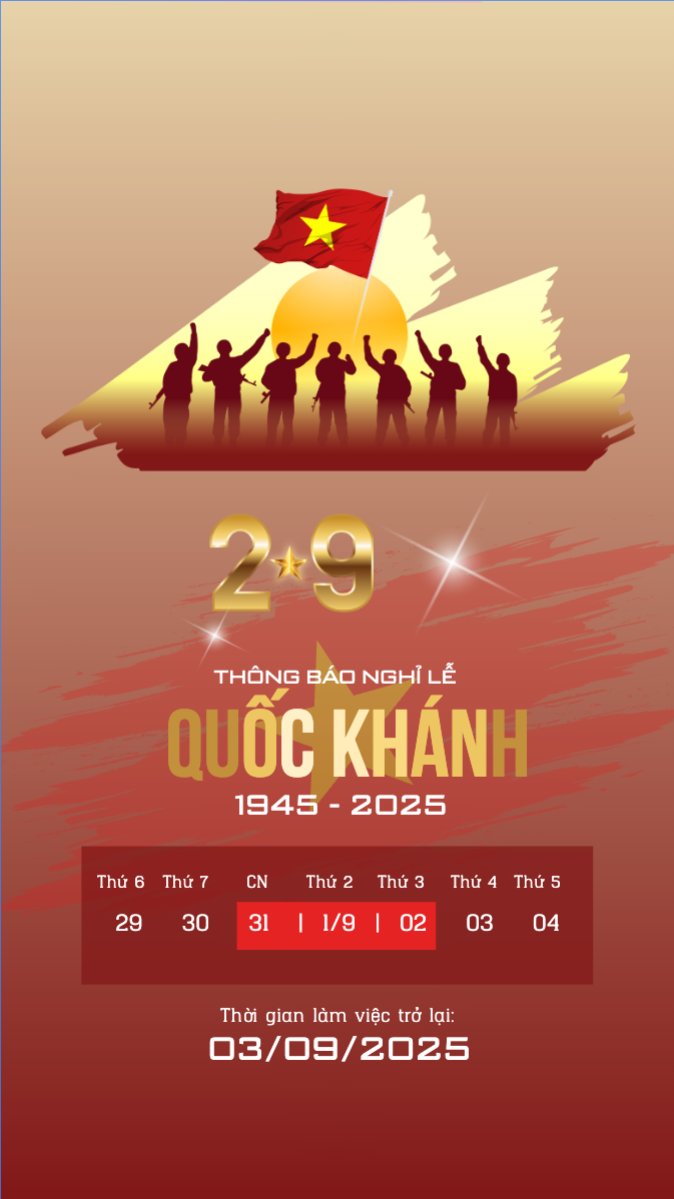 Mẫu Bài post MXH (9:16) 2/9, Quốc Khánh, lễ hội, thông báo, lịch nghỉ, Việt Nam, sự kiện, event, hiện đại, modern — LayerPic