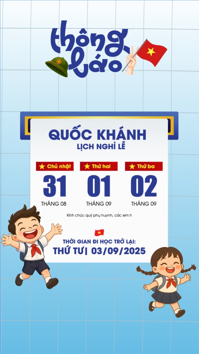 Mẫu Bài post MXH (9:16) 2/9, Quốc Khánh, lễ hội, thông báo, lịch nghỉ, Việt Nam, sự kiện, dễ thương, cute, chibi, hoạt hình, cartoon — LayerPic