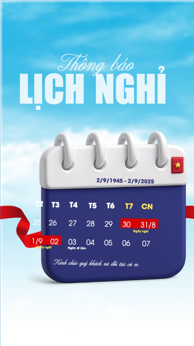 Mẫu Bài post MXH (9:16) 2/9, Quốc Khánh, lễ hội, thông báo, lịch nghỉ, Việt Nam, sự kiện, event, hiện đại, modern — LayerPic