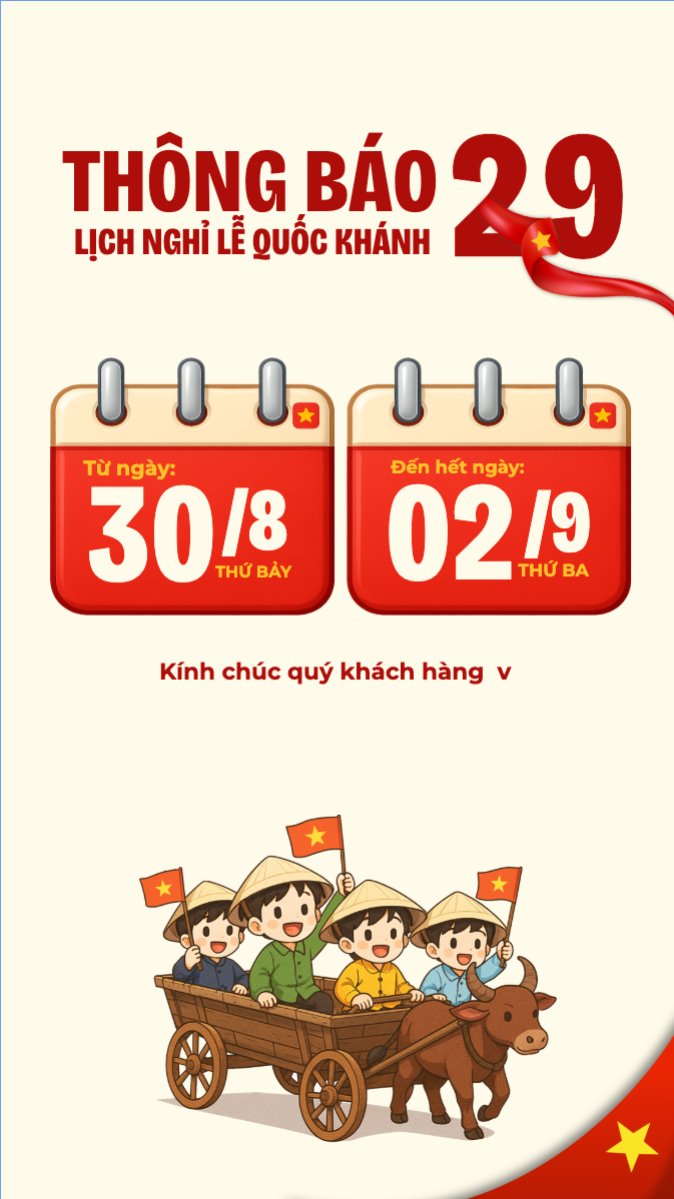 Mẫu Bài post MXH (9:16) 2/9, Quốc Khánh, lễ hội, thông báo, lịch nghỉ, Việt Nam, sự kiện, dễ thương, cute, chibi, hoạt hình, cartoon — LayerPic