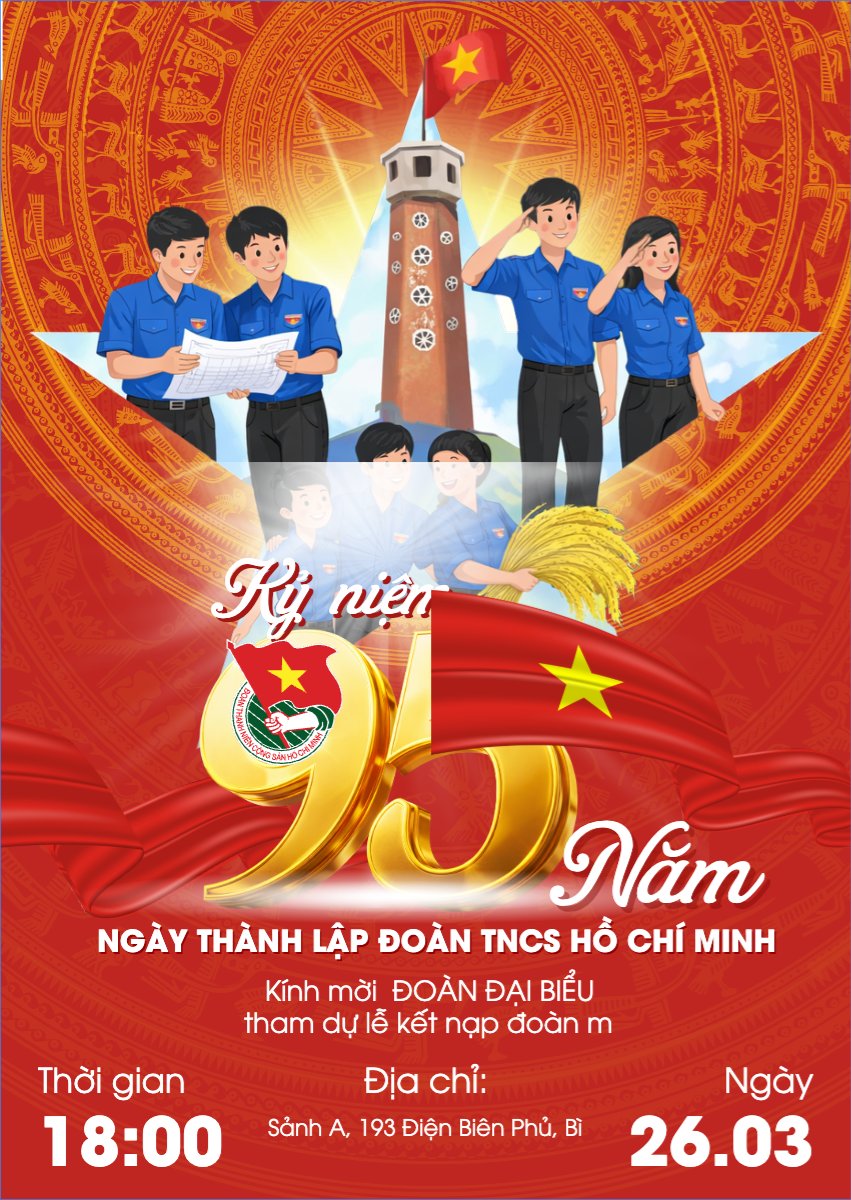 Mẫu Thư mời Kỷ niệm ngày thành lập Đoàn TNCS Hồ Chí Minh 26/3 — LayerPic