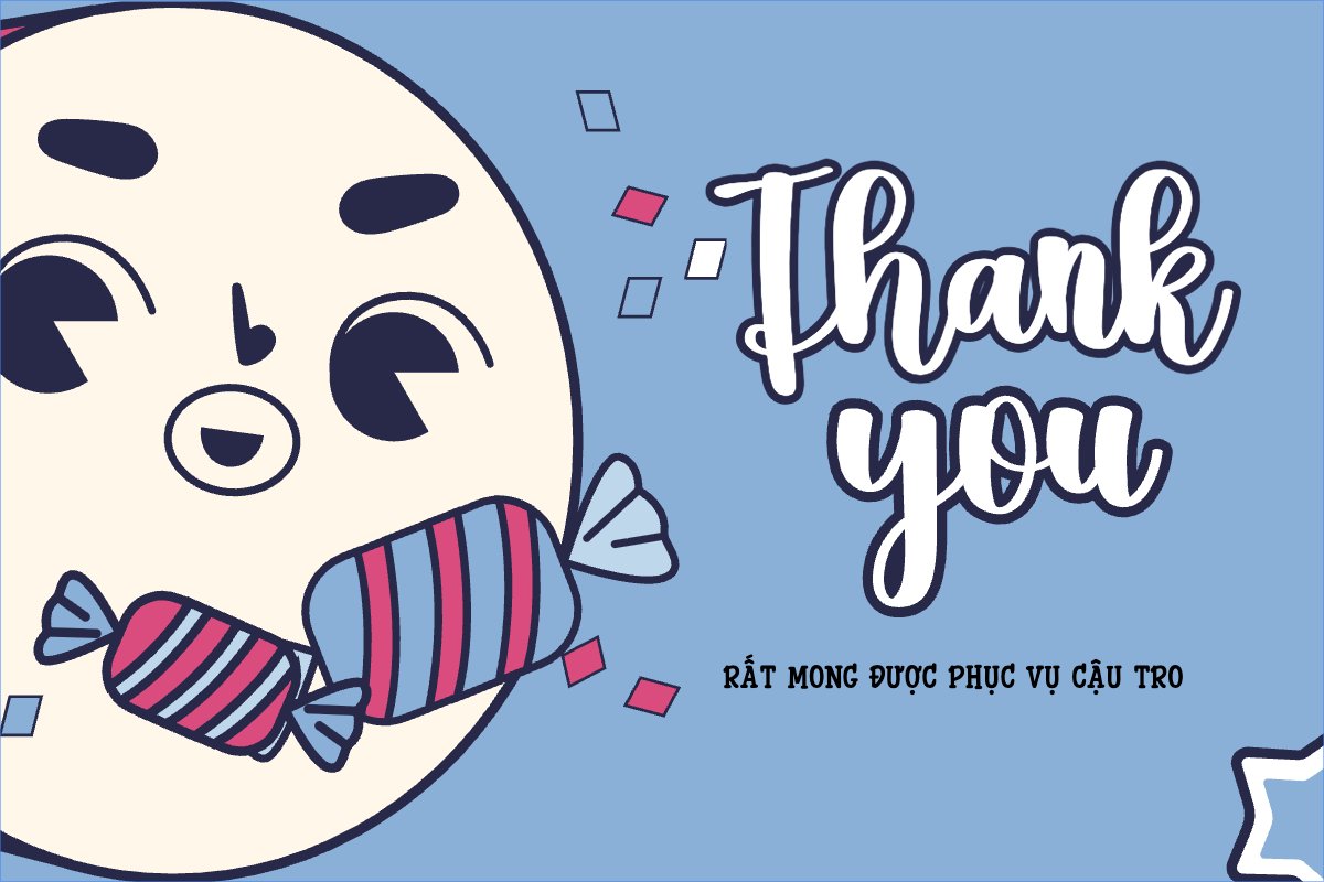 Mẫu Thank you card Dễ thương, cute, chibi, hoạt hình, cartoon — LayerPic