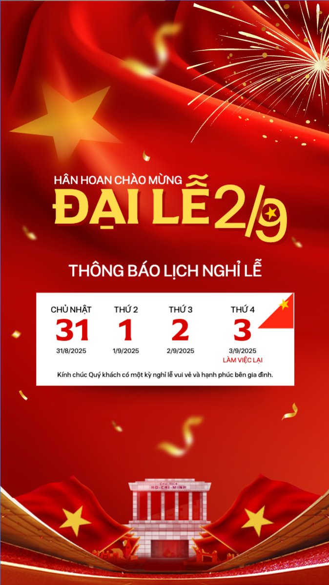 Mẫu Bài post MXH (9:16) 2/9, Quốc Khánh, lễ hội, thông báo, lịch nghỉ, Việt Nam, sự kiện, event, hiện đại, modern — LayerPic