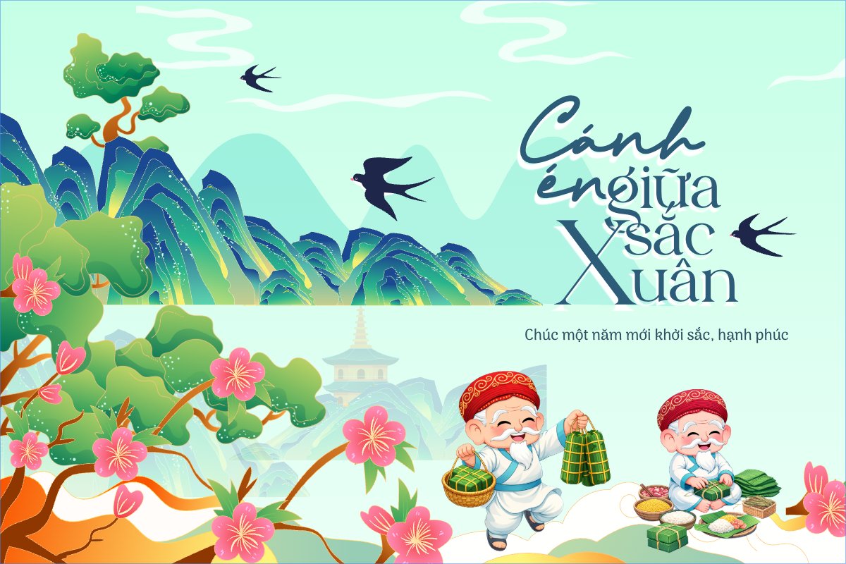 Mẫu Thank you card Cánh én giữa sắc xuân — LayerPic