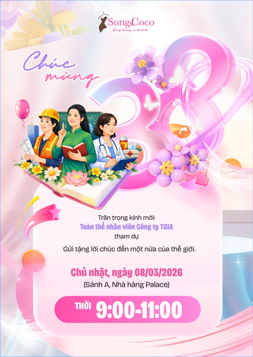 Mẫu Thư mời Chúc mừng ngày Quốc tế phụ nữ 8/3 — LayerPic