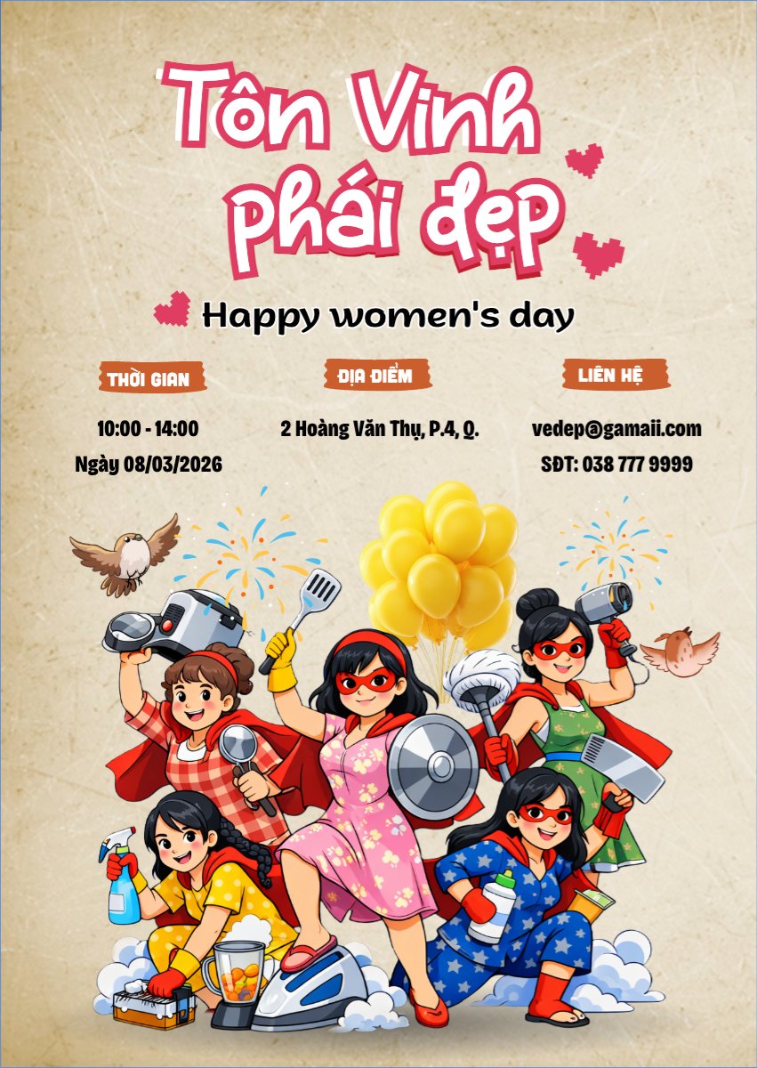 Mẫu Thư mời Tôn vinh phái đẹp — LayerPic