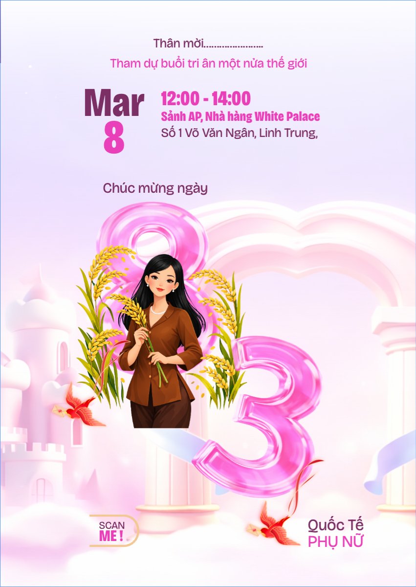 Mẫu Thư mời Chúc mừng ngày Quốc tế phụ nữ 8/3 — LayerPic