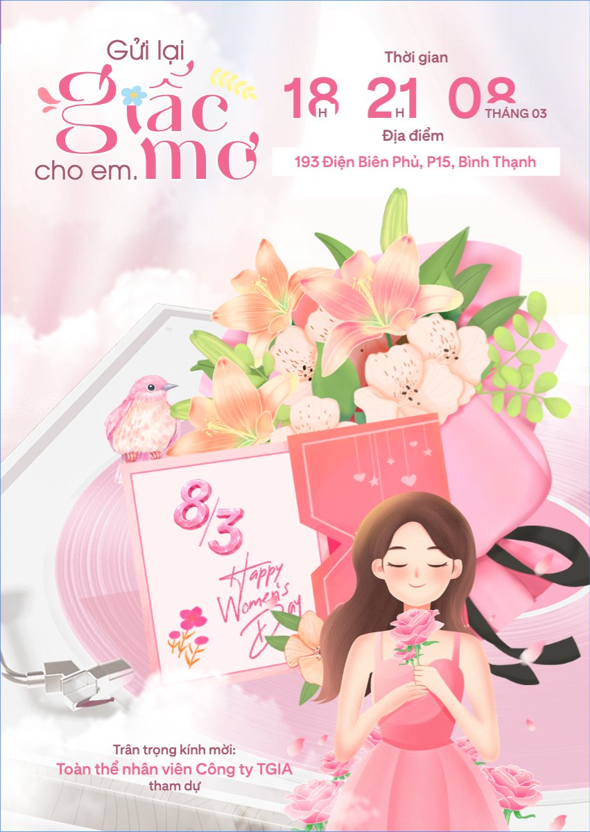 Mẫu Thư mời Gửi lại giấc mơ cho em 8/3 — LayerPic