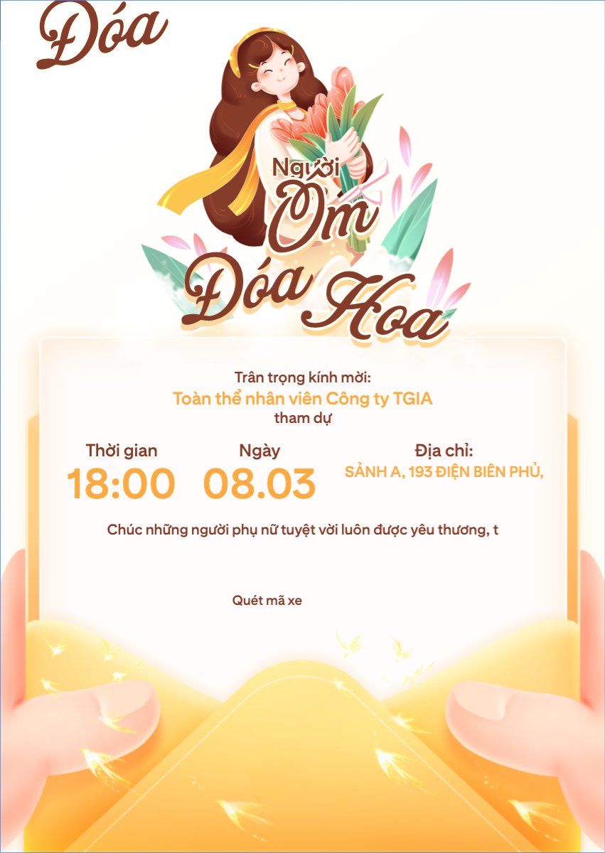 Mẫu Thư mời Người ôm đóa hoa 8/3 — LayerPic