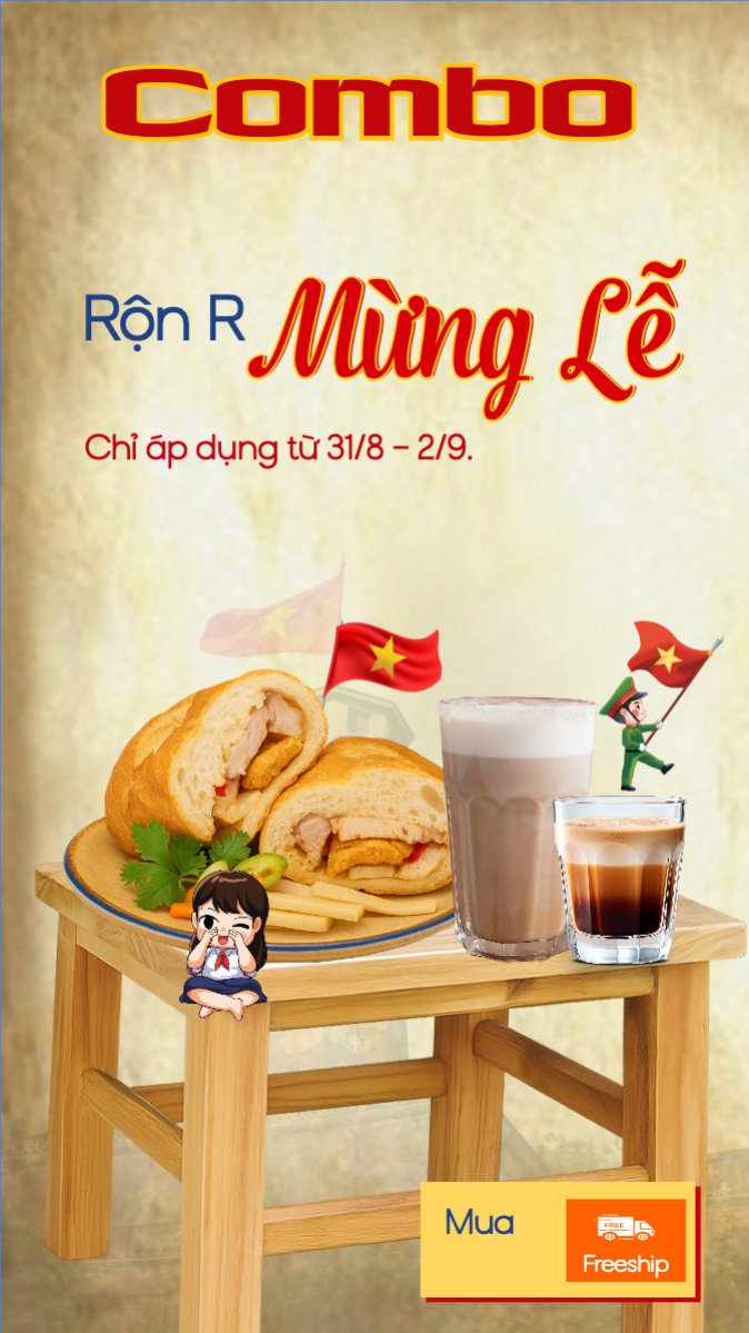 Mẫu Bài post MXH (9:16) 2/9, Quốc Khánh, lễ hội, Việt Nam, đồ ăn, food, thực phẩm, ẩm thực, món ăn, F&B, thức ăn, cổ điển, vintage, retro, classic — LayerPic