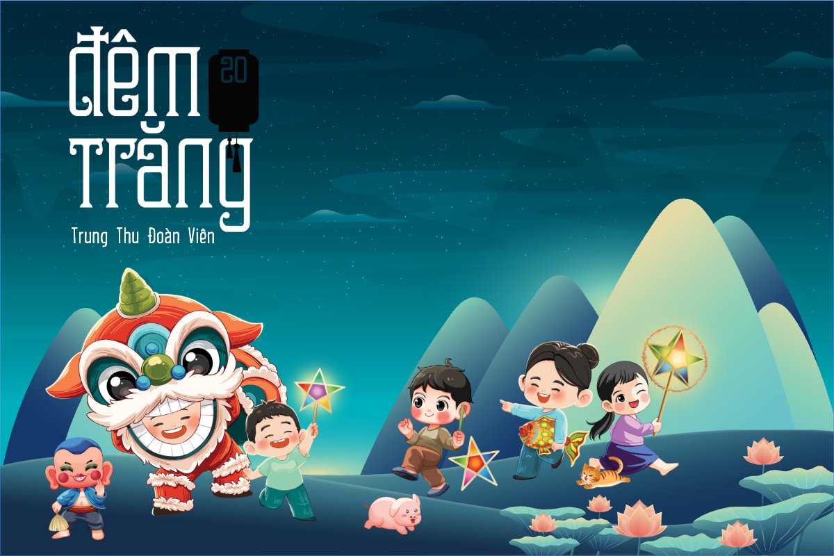 Trung thu, Tết Đoàn Viên, mid-autumn festival, sự kiện, event, dễ thương, cute, chibi, hoạt hình, cartoon