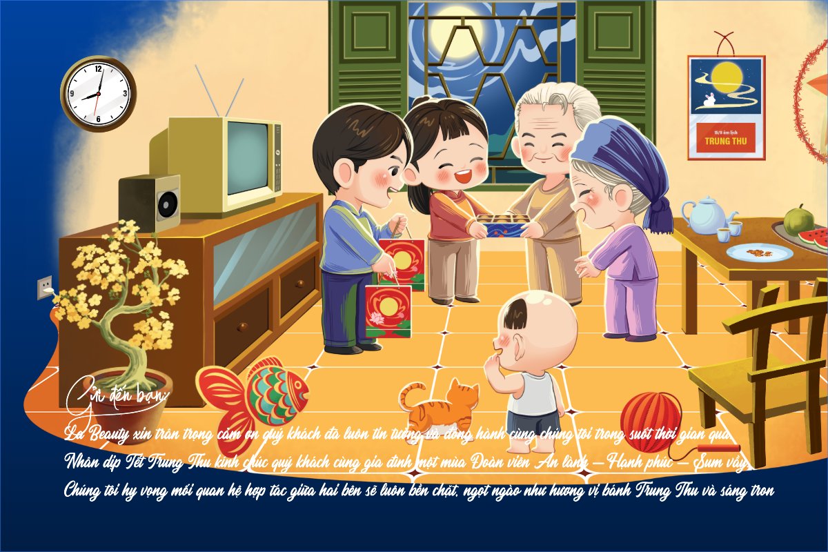 Mẫu Thank you card Trung thu, Tết Đoàn Viên, mid-autumn festival, sự kiện, event, dễ thương, cute, chibi, hoạt hình, cartoon — LayerPic