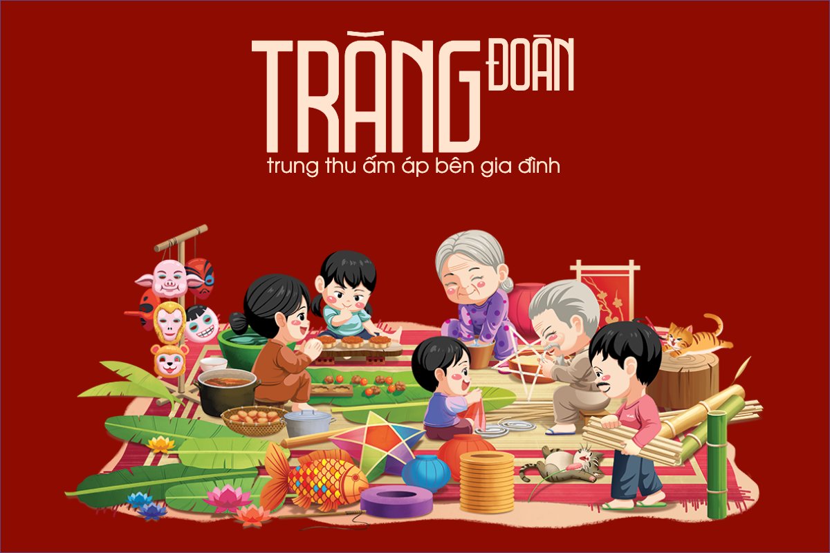 Mẫu Thank you card Trung thu, Tết Đoàn Viên, mid-autumn festival, sự kiện, event, dễ thương, cute, chibi, hoạt hình, cartoon — LayerPic