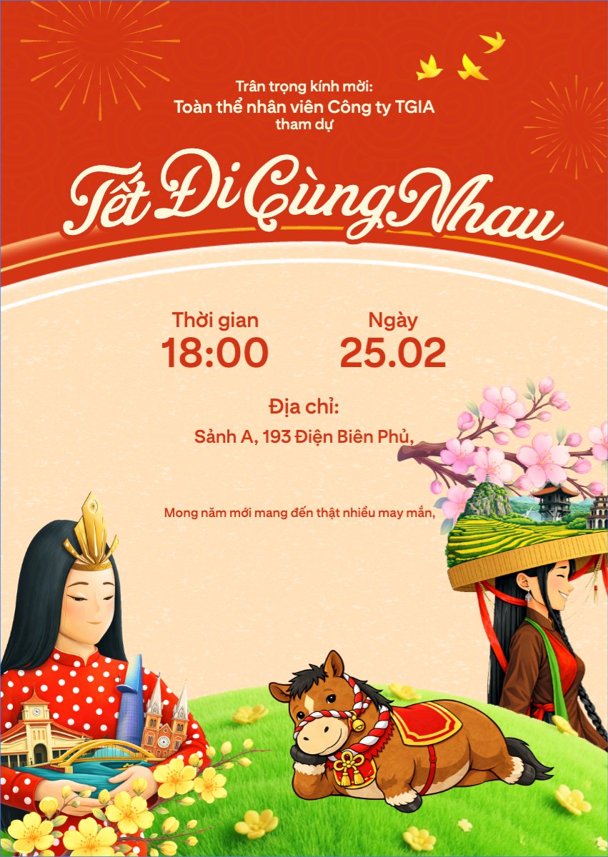 Mẫu Thư mời Tết đi cùng nhau — LayerPic