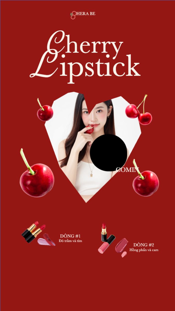 Mẫu Bài post MXH (9:16) Son môi, son, lipstick, Mỹ phẩm, trang điểm, make up, spa, beauty, làm đẹp, thẩm mỹ, cosmetic, hiện đại, morden — LayerPic