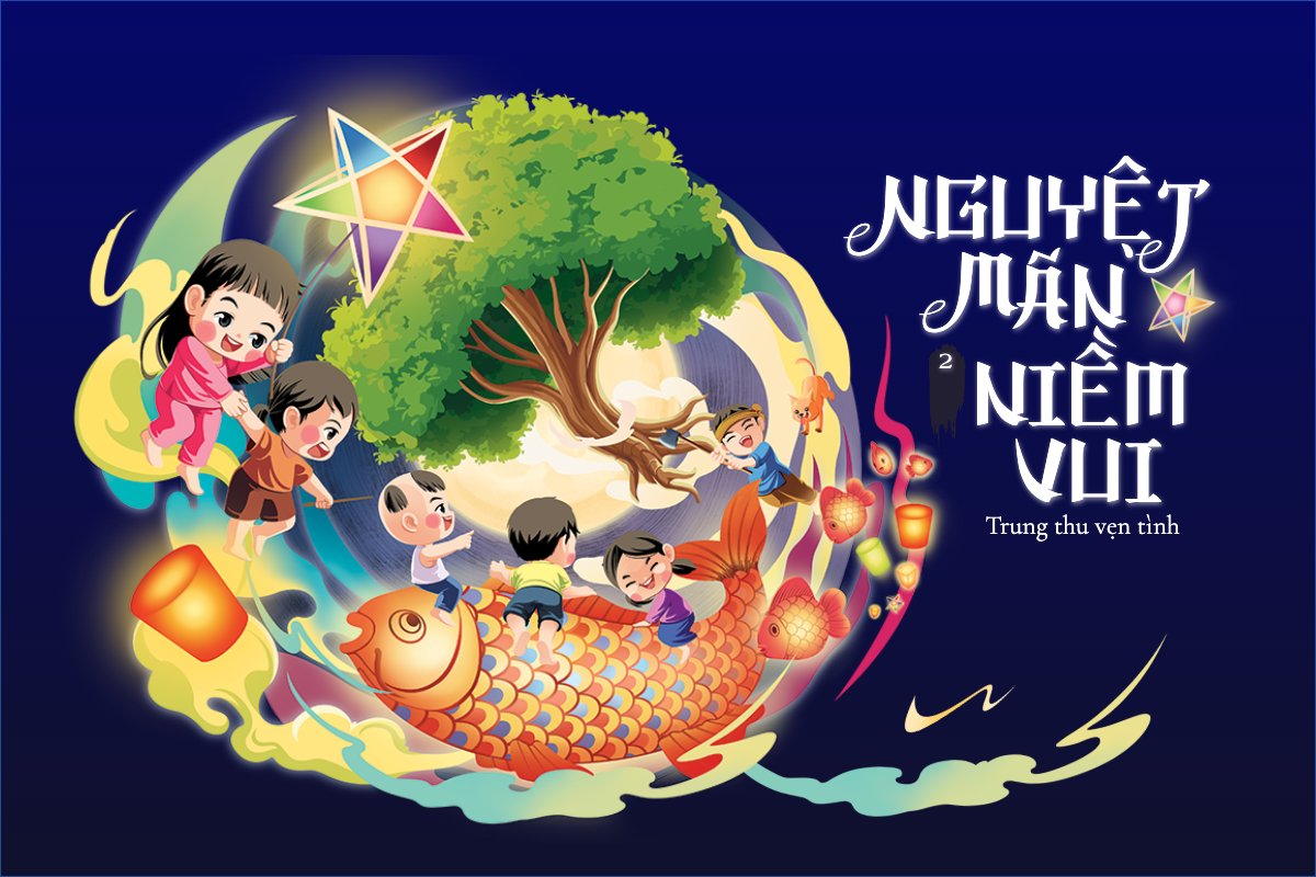 Mẫu Thank you card Trung thu, Tết Đoàn Viên, mid-autumn festival, sự kiện, event, lồng đèn, ẩm thực, food, thực phẩm, chibi, cute, dễ thương — LayerPic