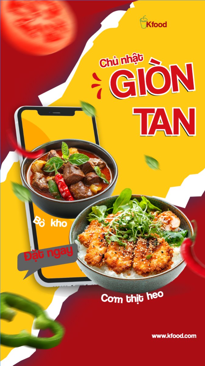 Mẫu Bài post MXH (9:16) Cơm, bò kho, đồ ăn, fastfood, food, thực phẩm, ẩm thực, món ăn, F&B, nhà hàng, thức ăn, hiện đại — LayerPic