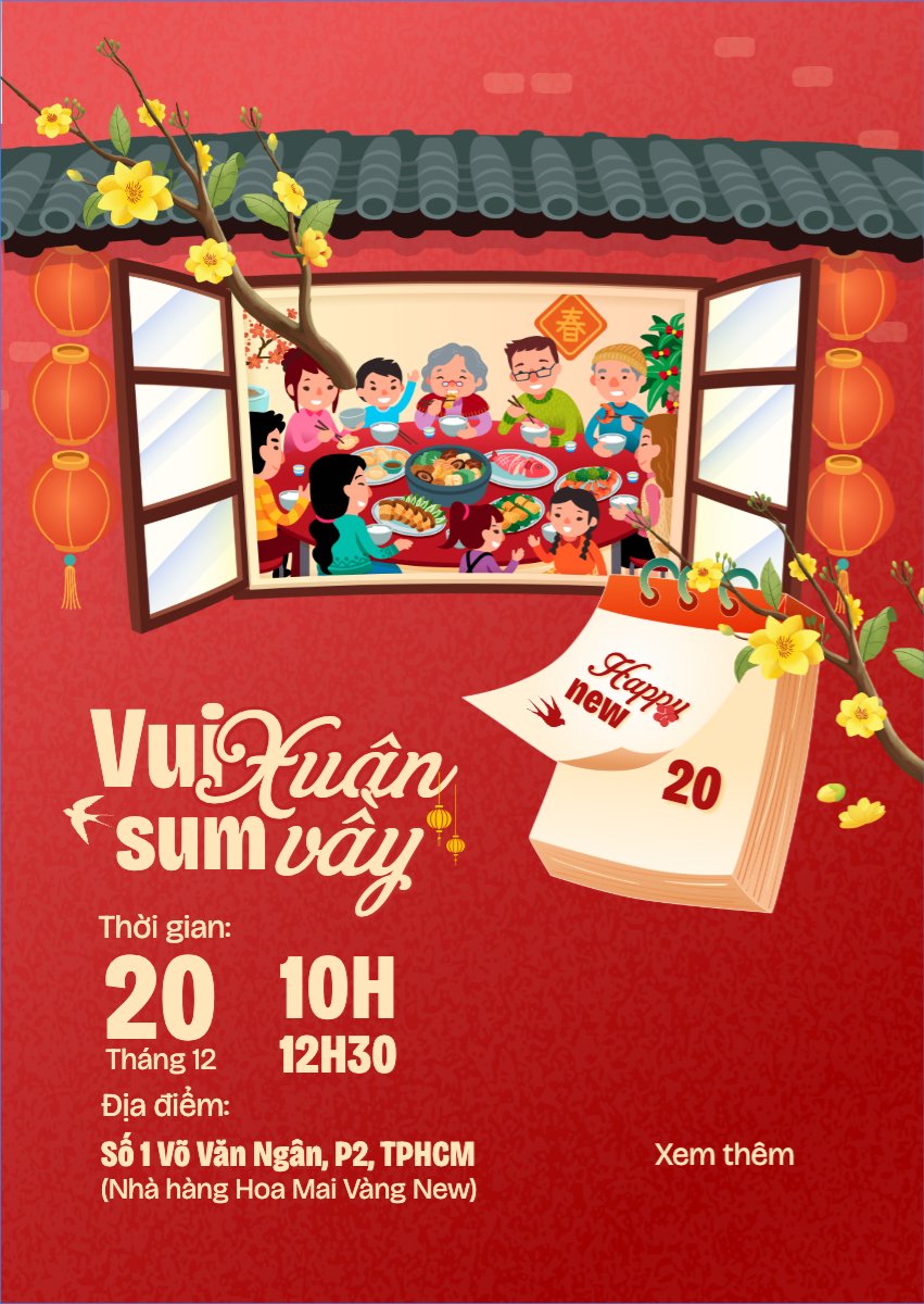 Mẫu Thư mời Vui xuân sum vầy — LayerPic