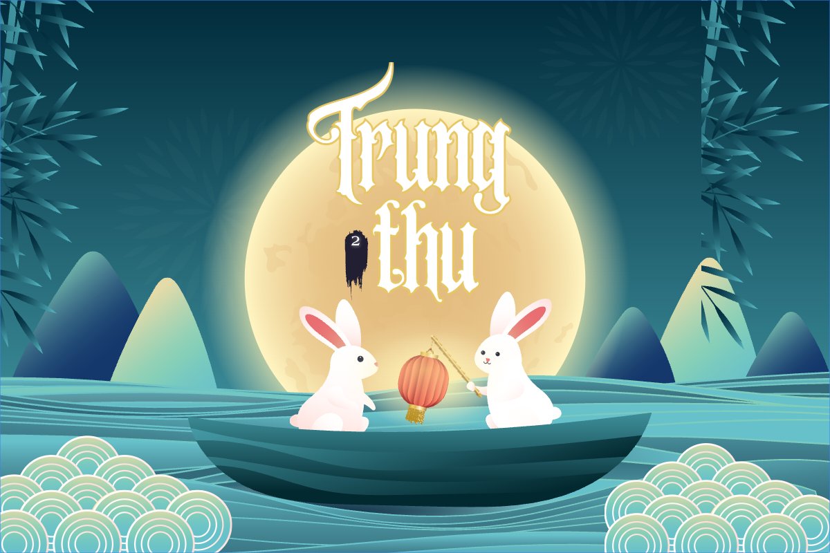 Mẫu Thank you card Trung thu, Tết Đoàn Viên, mid-autumn festival, sự kiện, event, ẩm thực, food, thực phẩm, chibi, cute, dễ thương — LayerPic