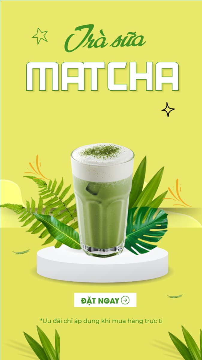 Matcha latte, trà xanh, trà sữa, milktea, nước uống, juice, giải khát, F&B, drink, hiện đại