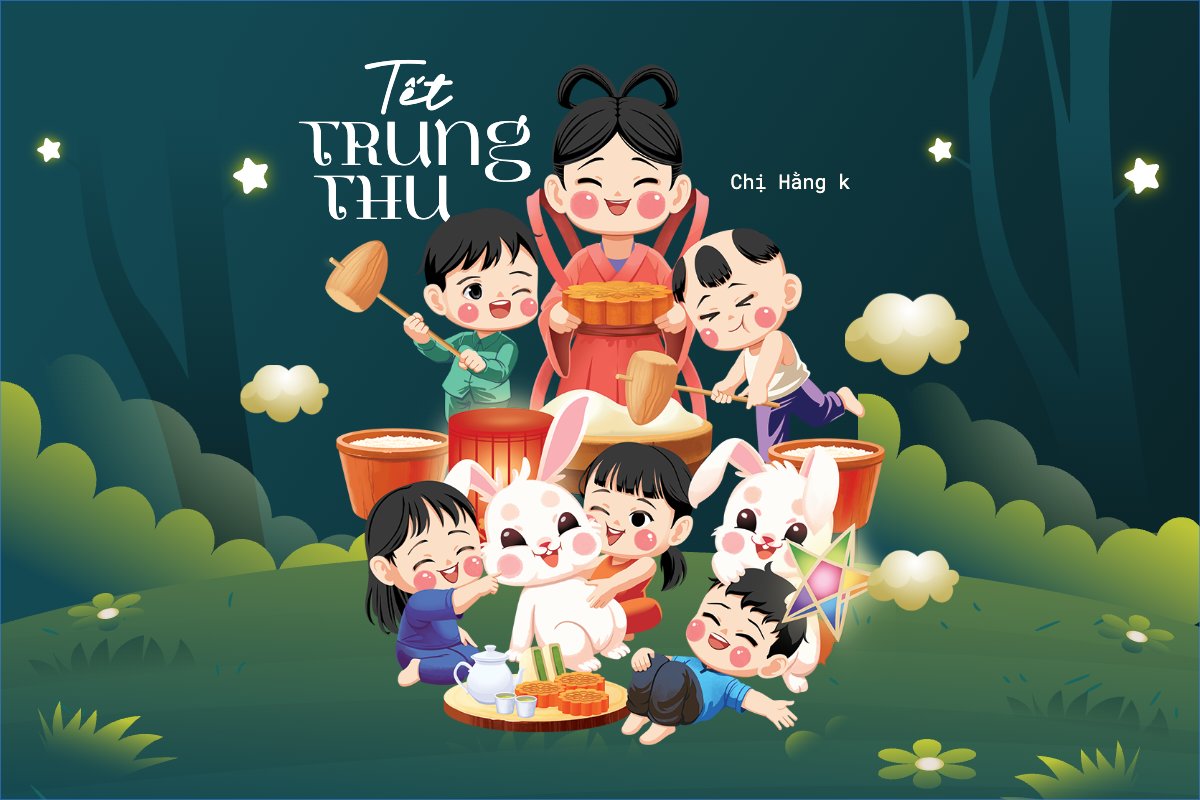 Mẫu Thank you card Trung thu, Tết Đoàn Viên, mid-autumn festival, sự kiện, event, ẩm thực, food, thực phẩm, chibi, cute, dễ thương — LayerPic